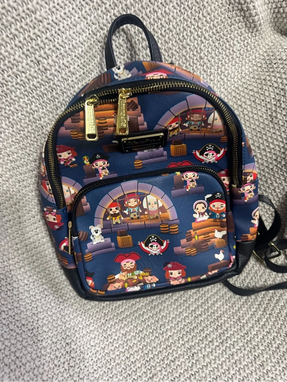 Loungefly Navy Pirate Crew Mini Backpack with Gold Hardware